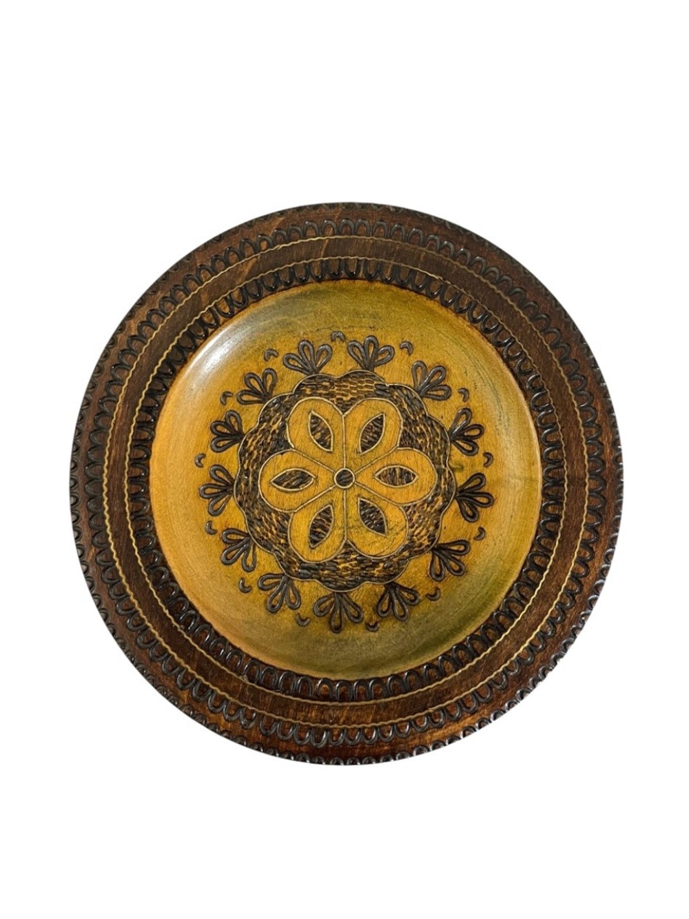 Vintage Polish Zakopane Small Wood Plate - Wall Art